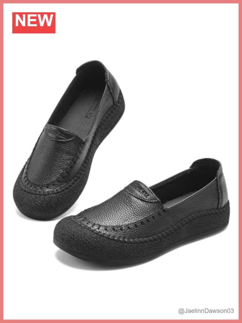 Genuine Leather Slip On Loafers - Cushioned Comfortable Walking Shoes